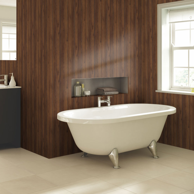 Warmia Walnut Naturepanel Shiplap Slat Wall Showerwall Panel