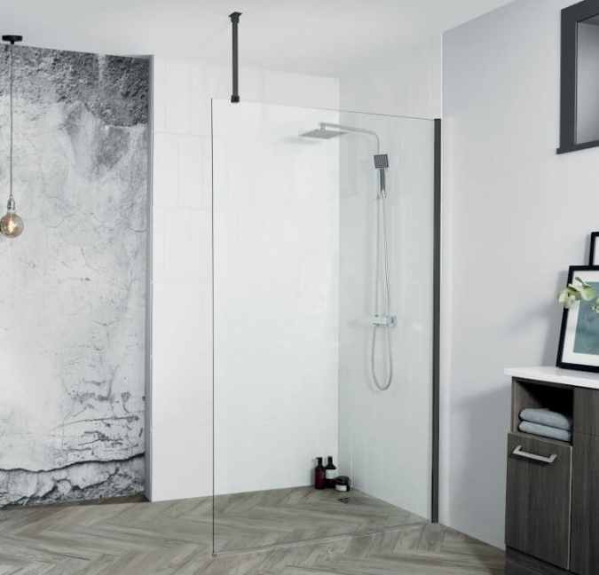 Aquadart 1200mm Matt Black Wetroom 8 Glass Shower Screen