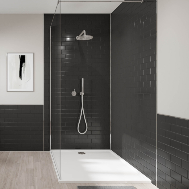 Gloss Black Wetwall Tile Collection Metro Tile Effect Panels