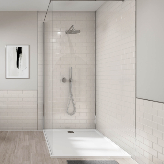White Wetwall Tile Collection Metro Tile Effect Panels