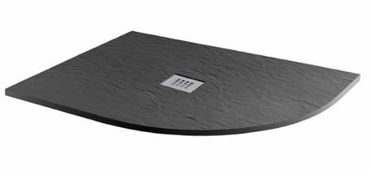 MX Minerals 1200 x 800 RH Jet Black Slate Effect Offset Quadrant Shower Tray