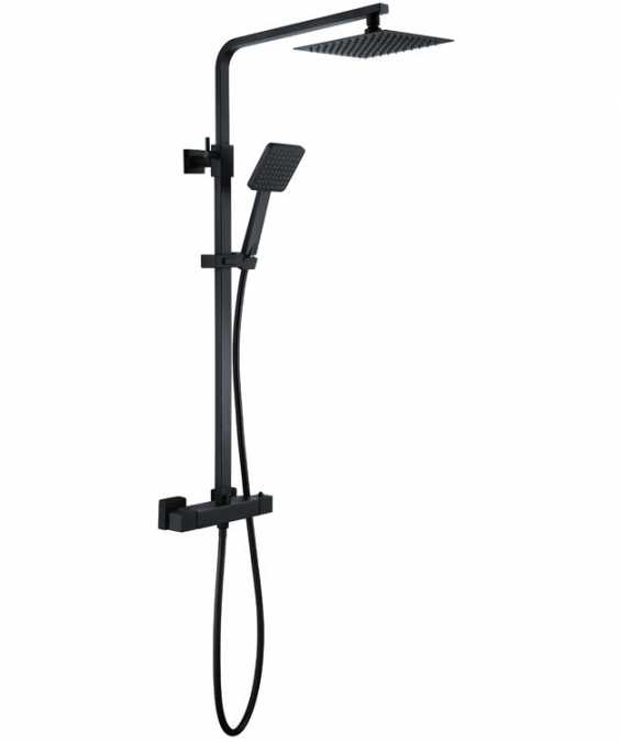 Deluxe Square Dual Head Shower Set - Black