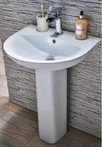 Zili 550mm 1 Tap Hole Basin & Full Pedestal