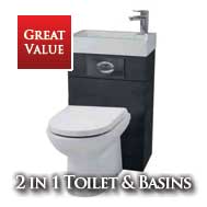 toilet with basin on top