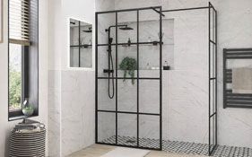 Black Grid Shower Screen