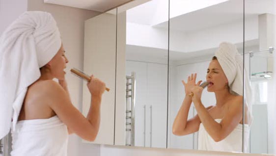 Bathroom audio mirrors