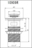 ASP Push button Basin Waste - Unslotted - Clicker / Sprung