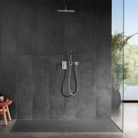 Giorgio2 Cut-To-Size Black Slate Effect Square Shower Tray - 1000 x 1000mm
