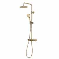 Spey Series 2 Dual Head Thermostatic Shower Kit - Brushed Brass - Highlife Bathrooms
