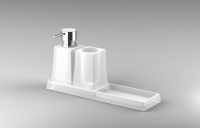 S7 Chrome Soap Dish, Tumbler & Dispenser Set - Freestanding