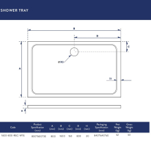 Scudo Rectangle Stone Resin Shower Tray 1600 x 760mm