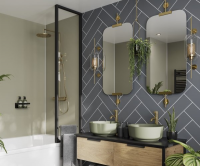 Multipanel Taupe Grey Herringbone Tile Effect Shower Board