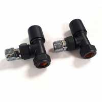 Scudo Angled Radiator Valves - Matt Black - Pair