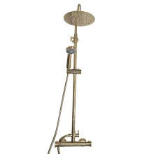 Trisen Harik 2 Dual Head Thermostatic Shower Brushed Brass - CLEARANCE