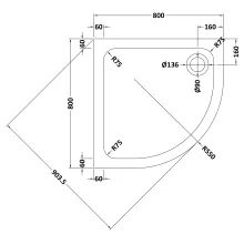 TrayMate Quadrant TM25 Elementary Shower Tray & Waste - 900 x 900mm - CLEARANCE