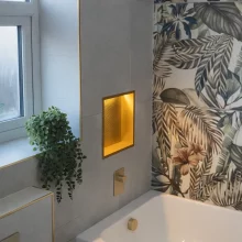 Stellniche Brushed Brass 600 x 300 Wall Niche With LED Light