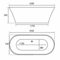 Laplane 1700 x 750mm Freestanding Bath