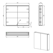 Eastbrook Ravini 600 x 700mm 2 Door Mirrored Bathroom Cabinet