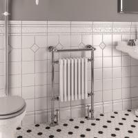 Radley Traditional Towel Radiator, 493 x 963, Chrome & White, Holborn London 1855