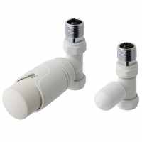 Eastbrook Straight White Thermostatic Radiator Valves TRV - Set