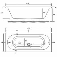 Tissino Angelo 1700 x 700mm Premium Reinforced Double Ended J Bath