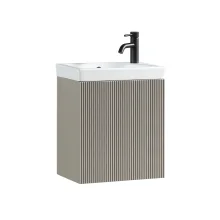 Flauto Mini 460mm Soft Coffee Wall Hung Fluted Cloakroom Vanity Basin Unit