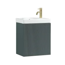 Flauto Mini 460mm Smoked Sage Wall Hung Fluted Cloakroom Vanity Basin Unit