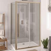 Vantage 2000 Brushed Brass Sliding Shower Door 1200mm - Easy Clean