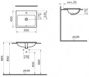 VitrA S20 Square Countertop Inset Basin 500 x 450