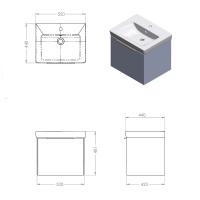 Pomeranian 900mm 2 Drawer Wall Hung Basin Unit Inc. Basin - Matt Grey