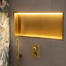 Scudo Brushed Brass 300 x 300 Shower Niche