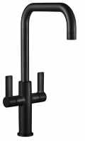 Jeroni Horizontal 2 Handle Matt Black Kitchen Mixer Tap - Francis Pegler Comap