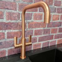 Jeroni Swan 2 Handle Antique Brass Kitchen Mixer Tap - Francis Pegler