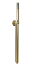 Nuie Round Brushed Brass Microphone Handset, Outlet Elbow, Parking Bracket & Hose