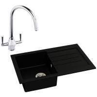 Abode Xcite 1 Bowl Inset Black Metallic Kitchen Sink & Astral Tap Pack