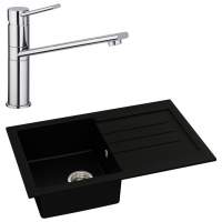 Abode Xcite 1 Bowl Inset Black Metallic Kitchen Sink & Specto Tap Pack