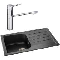 Abode Oriel 1 Bowl Inset Black Granite Kitchen Sink & Specto Tap Pack