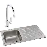 Abode Connekt 1 Bowl Inset Stainless Steel Kitchen Sink & Atlas Tap