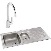 Abode Connekt 1.5 Bowl Inset Stainless Steel Kitchen Sink & Atlas Tap