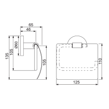 Jaquar Continental 125mm Black Matt Toilet Roll Holder. 