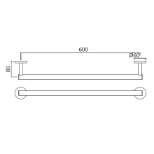 Jaquar Continental 600mm Brass Matt Towel Rail 