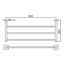 Jaquar Kubix Prime 600mm Brass Matt Towel Shelf   