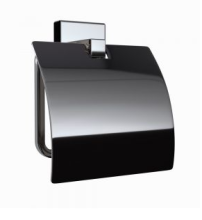 Jaquar Kubix Prime Black Chrome Toilet Roll Holder With Stainless Steel Flap 