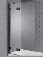 Black Hinged Bath Shower Screen - 1500 x 1000mm - Venturi 8 By Aquadart
