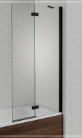 Black Hinged Bath Shower Screen Right Hand - 1500 x 900mm - Venturi 6 By Aquadart