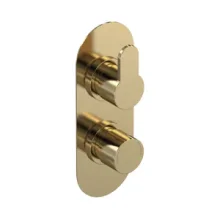Nuie Arvan Brushed Brass Twin Concealed Shower Valve (Medium Pressure) - Single Outlet