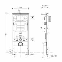 Arley Cyclone Toilet Fixing Frame & Flush Plate 0.82 - 1.0m 