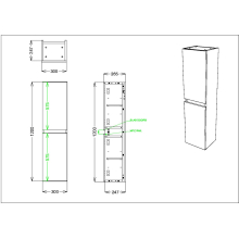 Lili 1100mm L Shape Bathroom Furniture Set - 2 Door - Gloss White