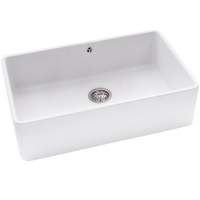 Abode Sandon Large 1 Bowl Ceramic Undermount / Inset Kitchen Sink - White