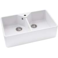 Abode Sandon Large 1 Bowl Ceramic Undermount / Inset Kitchen Sink - White